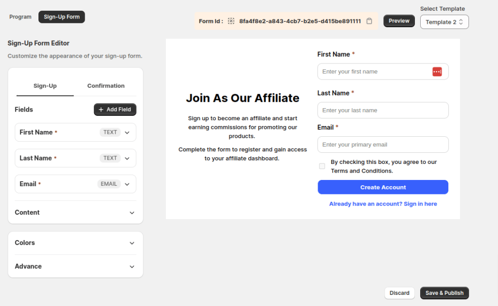 Affiliate Signup Form