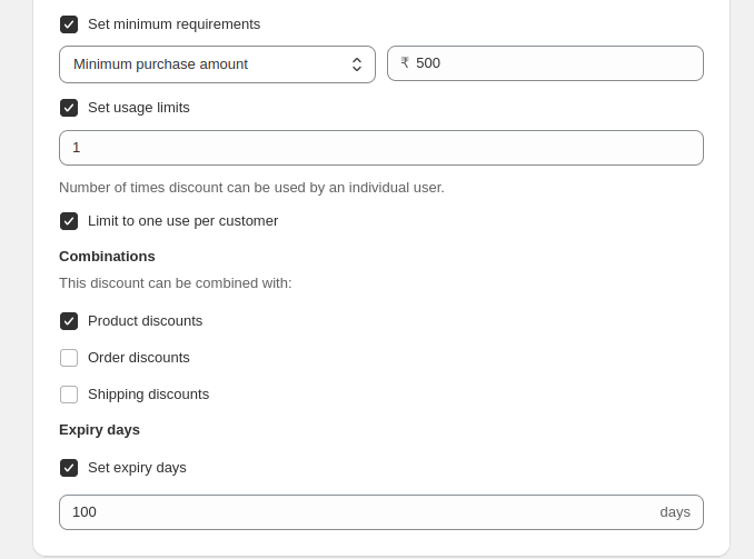 Set minimum requirements