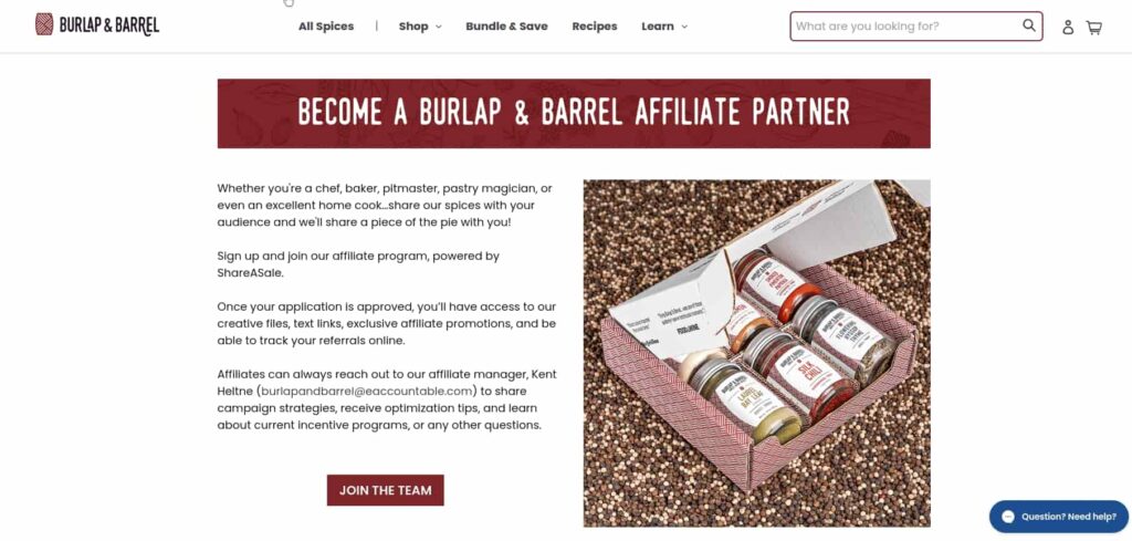 Burlap & Barrel Affiliate Landing Page