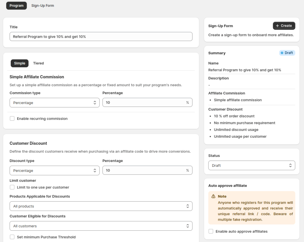 Example of Shopify Referral Program