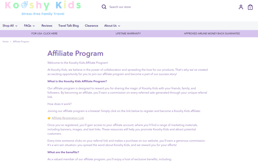 Kooshy Affiliate Landing Page
