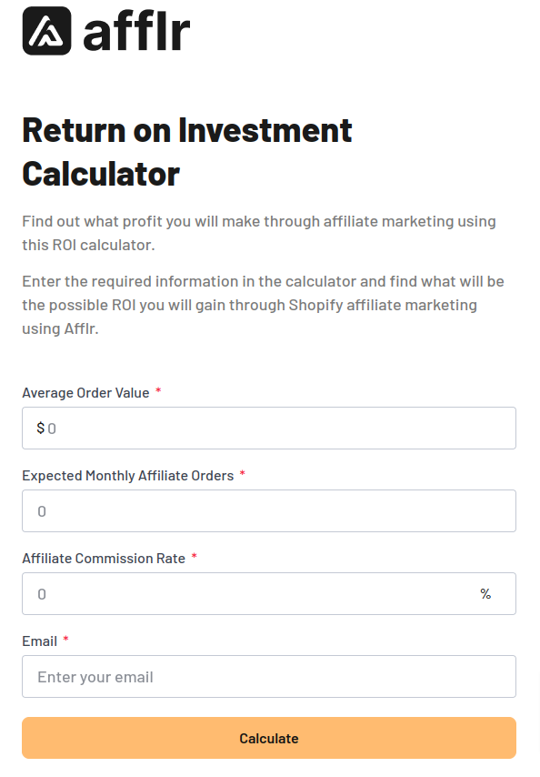 Shopify Affiliate Commission ROI Calculator