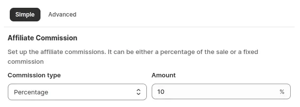 Simple Percentage Affiliate Commission