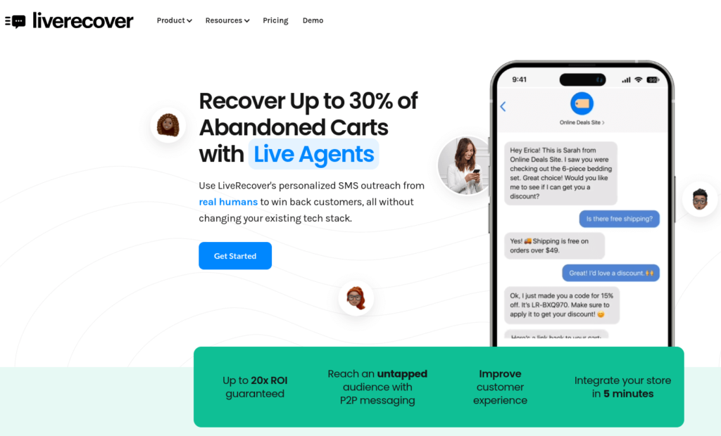 Liverecover Shopify app