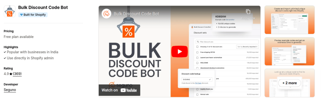 Bulk Discount Code Bot App