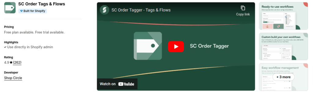 SC order Tags and Flows App