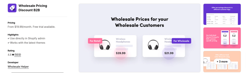 Wholesale Pricing Discount App