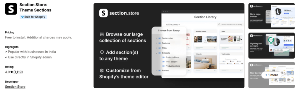 Section Store Shopify App