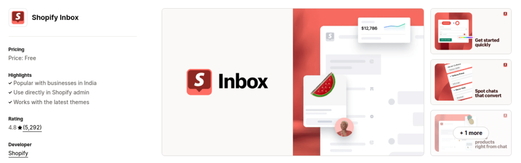 Shopify Inbox app