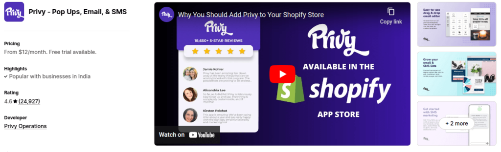 Privy Shopify App