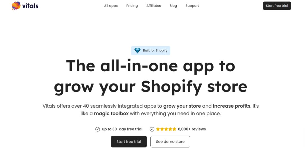 Vitals Shopify App