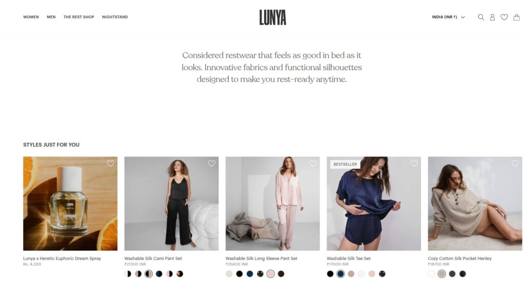 Lunya Home page
