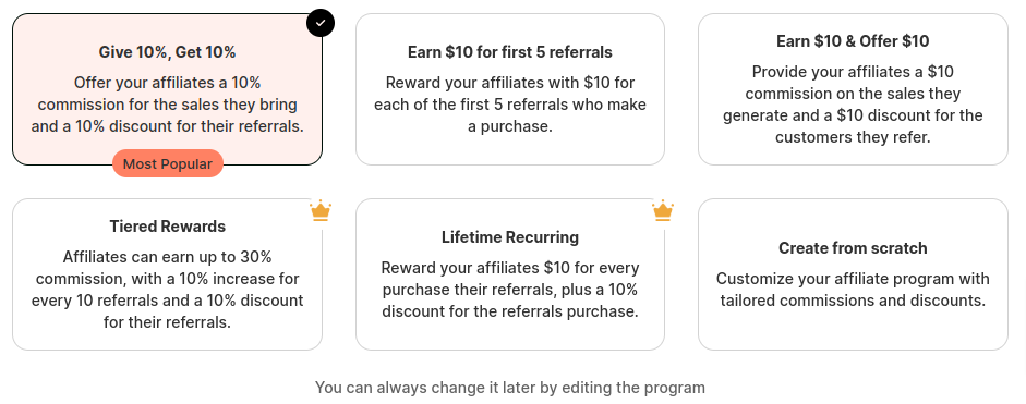 Affiliate Program Templates in Afflr