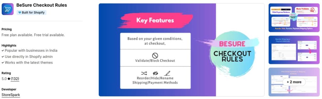 BeSure Checkout Rules App