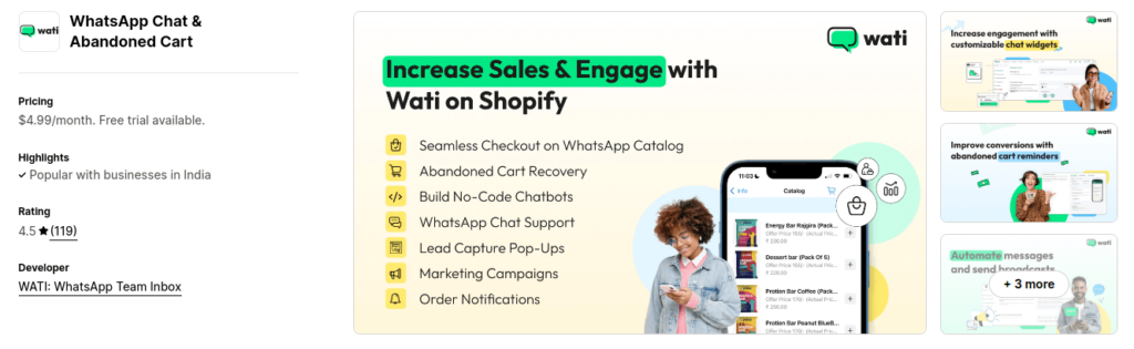 Wati Shopify App for Whatsapp