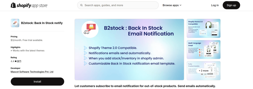 B2stock: Back In Stock Notify