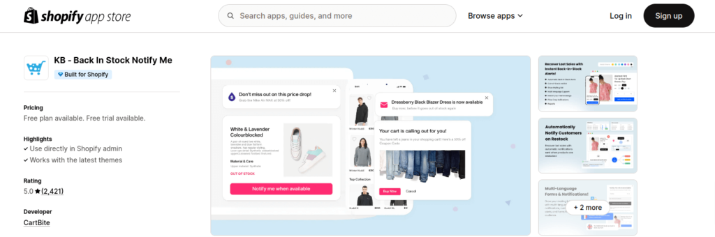 KB - Back-in-Stock Shopify App