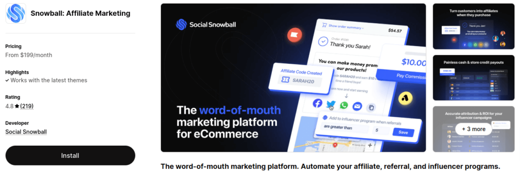 Snowball Affiliate Marketing App